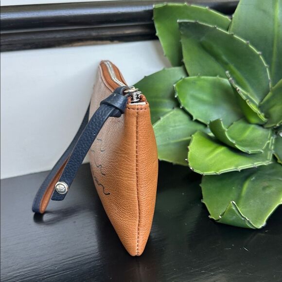 Brighton Genuine Leather Nautical Wristlet Crab & Script Design - Picture 3 of 7